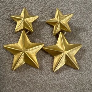 Vintage brushed tone gold Star drop earrings